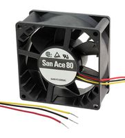 SANYO DENKI 9G0824G101 DC Axial Fan, 24 V, Square, 80 mm, 38 mm, Ball Bearing, 90 CFM