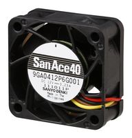 SANYO DENKI 9GA0412P6G001 DC Axial Fan, 12 V, Square, 40 mm, 20 mm, Ball Bearing, 14.8 CFM