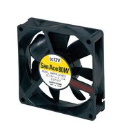 SANYO DENKI 9WP0812H402 DC Axial Fan, 12 V, Square, 80 mm, 25 mm, Ball Bearing, 36.4 CFM
