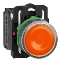 SCHNEIDER ELECTRIC XB5AW35B5 Industrial Pushbutton Switch, Harmony XB5 Series, 22 mm, SPST-NO, SPST-NC, Momentary, Flush