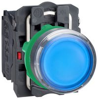 SCHNEIDER ELECTRIC XB5AW36B5 Industrial Pushbutton Switch, Harmony XB5 Series, 22 mm, SPST-NO, SPST-NC, Momentary, Flush, Blue