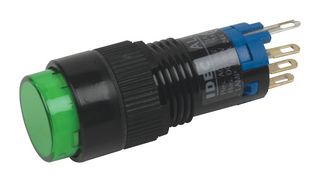 IDEC AL2M-M11PG Industrial Pushbutton Switch, A2 Series, 12 mm, SPDT, Off-(On), Round, Green