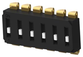 TE CONNECTIVITY - ALCOSWITCH EDS06SNRNTR04Q DIP / SIP Switch, Recessed Type, 6 Circuits, Slide, Surface Mount, SPST, 24 V, 25 mA