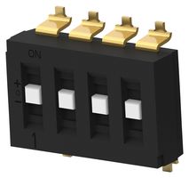 TE CONNECTIVITY - ALCOSWITCH TDS04SGRSTU04 DIP / SIP Switch, Recessed Type, 4 Circuits, Slide, Surface Mount, SP3T, 24 V, 25 mA