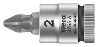 WERA 8755 2 X 28MM Hex Driver Bit, Pozidriv, PZ2, 28mm