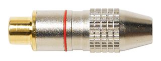 POMONA 6880. RCA (Phono) Audio / Video Connector, 1 Contacts, Jack, Gold Plated Contacts, Zinc Alloy Body, Red