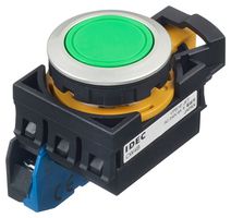 IDEC CW4B-M1E10G Industrial Pushbutton Switch, Flush Silhouette, CW Series, 22.3 mm, SPST-NO, Momentary, Flush