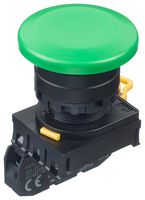 IDEC YW1B-A4E10G Industrial Pushbutton Switch, YW Series, 22.3 mm, SPST-NO, Maintained, Mushroom, Green