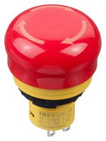 IDEC AB6E-3BV02PRM Emergency Stop Switch, DPST-NC, Push-Pull, Quick Connect, Solder, 5 A, 125 V