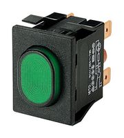 MARQUARDT 01670.5202-00 Pushbutton Switch, 1670 Series, DPST, On-Off, Oval, Green