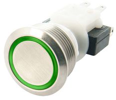ITW SWITCHES H48M-212G/4044 Industrial Pushbutton Switch, H48M Series, 19.5 mm, SPDT-DB, Maintained, Round, Natural