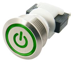 ITW SWITCHES H48M-213G/4044 Industrial Pushbutton Switch, H48M Series, 19.5 mm, SPDT-DB, Maintained, Round, Natural