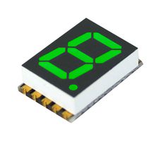 VCC / VISUAL COMMUNICATIONS COMPANY DSM7TA39105T 7 Segment LED Display, Green, 20 mA, 3 V, 150 mcd, 1, 9.91 mm