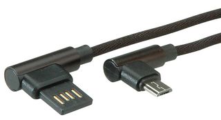 ROLINE 11.02.8722 USB Cable, Reversible Type A Plug to Micro Type B Plug, 3 m, 9.8 ft, USB 2.0, Black