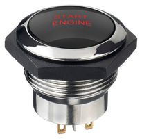 APEM FPDR3D1428F12TV Industrial Pushbutton Switch, Panel, FP Series, 30.5 mm, DPST-NO, Momentary, Round, Black