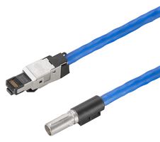 WEIDMULLER HDC XX6A01 MMSRJ45-0100 Circular Cable Assembly, Cat6a, M12 Circular Plug to RJ45 Plug, 8 Ways, 3.28 ft, 1 m, Blue