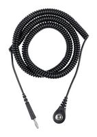 DESCO 09680 ESD Grounding Cord, Coiled, Relaxed Retraction, Black, 12ft, 1Mohm