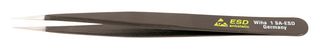 WIHA 44531 Tweezer, ESD, Straight, Pointed, Stainless Steel, 120 mm Length