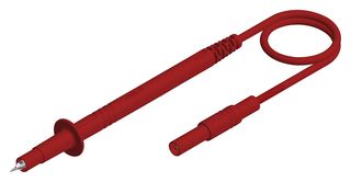 HIRSCHMANN TEST AND MEASUREMENT 934259101 Test Tip Probe, Test Tip Probe, 4mm Banana Plug, Shrouded, 3.3 ft, 1 m, Red, 16 A