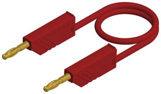 HIRSCHMANN TEST AND MEASUREMENT 934507701 Banana Test Lead, 4mm Stackable Banana Plug, 4mm Stackable Banana Plug, 5 ft, 1.5 m, Red, 32 A