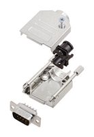 AMPHENOL COMMUNICATIONS SOLUTIONS L17DTZK09+L717SDE09P D Sub Connector, With Backshell, DB9, Standard, Plug, DTZK, 9 Contacts, DE, Solder Cup