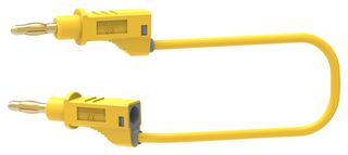 MULTICOMP PRO 72-13826 Banana Test Lead, 4mm Stackable Banana Plug, 4mm Stackable Banana Plug, 6.6 ft, 2 m, Yellow, 36 A