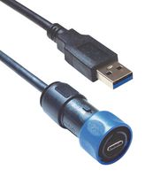BULGIN LIMITED PXP4040/C/A/1M00 USB Cable, IP66/IP68/IP69K, Gen2, Shielded, Type A Plug to Type C Plug, 1 m, 3.28 ft, USB 3.1