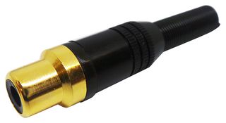 DELTRON COMPONENTS 342-0100 RCA (Phono) Audio / Video Connector, Black Identification, 2 Contacts, Jack, Gold Plated Contacts