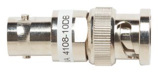 POMONA 4108-10DB RF Fixed Attenuator, BNC Plug to BNC Jack, 10 dB, 1.1MHz to 8GHz, 2 W, 50 ohm, Brass