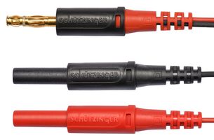 SCHUTZINGER AL 8618 / 2X0.5 / 10 / SW-RT Banana Test Lead, 4mm Banana Plug, 4mm Banana Plugs, Shrouded x 2, 3.9 ", 99 mm, Black, Red, 10 A