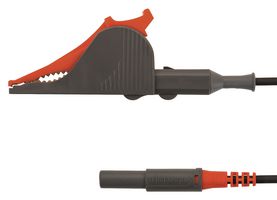 SCHUTZINGER KML 7852 AU / SAK / 150 / RT Test Patch Lead, 4mm Banana Plug, Shrouded, Kelvin Clip, 4.9 ft, 1.5 m, Red, 10 A