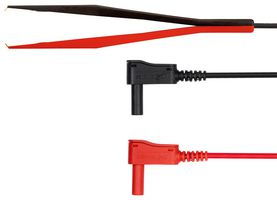 SCHUTZINGER KWML 8452 / PZ / 0.75 / 100 Test Patch Lead, Lamella Basket Plug x 2, SMD Test Tweezer, 3.3 ft, 1 m, Black, Red, 1 A