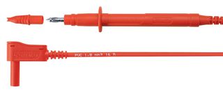 SCHUTZINGER SPL 7312 NI / 1 / 100 / RT Test Tip Probe, Test Tip Probe, 4mm Right Angle Banana Plug, Shrouded, 3.3 ft, 1 m, Red, 16 A