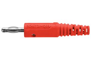 SCHUTZINGER FK 8 S NI / RT Banana Test Connector, Plug, Cable Mount, 32 A, 70 VDC, Nickel Plated Contacts, Red