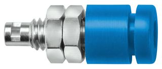 SCHUTZINGER IBU 2011 NI / BL Banana Test Connector, Jack, Panel Mount, 10 A, 70 VDC, Nickel Plated Contacts, Blue