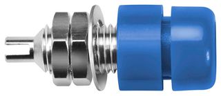 SCHUTZINGER IBU 401 NI / BL Banana Test Connector, Jack, Panel Mount, 32 A, 60 VDC, Nickel Plated Contacts, Blue