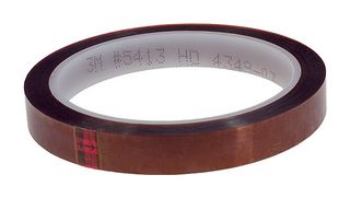 3M 5413 3/4" X 36 YD Masking Tape, PI (Polyimide) Film, Amber, 19.05 mm x 32.9 m