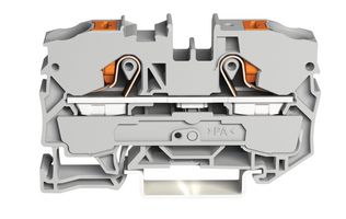 WAGO 2210-1201 DIN Rail Mount Terminal Block, 2 Ways, 20 AWG, 6 AWG, 10 mm², Push In, 57 A