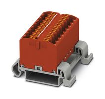 PHOENIX CONTACT 3273180 Panel Mount Barrier Terminal Block, Red, NS35, 24 A, 690 V, 18 Pole, Push In, 12 AWG