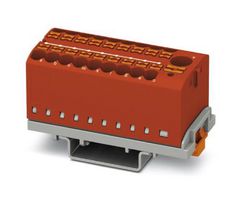 PHOENIX CONTACT 3273114 Panel Mount Barrier Terminal Block, Red, 24 A, 690 V, 19 Pole, Push In, 12 AWG
