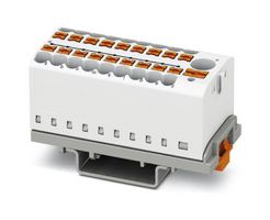 PHOENIX CONTACT 3273122 Panel Mount Barrier Terminal Block, White, 24 A, 690 V, 19 Pole, Push In, 12 AWG