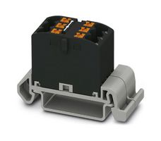 PHOENIX CONTACT 3273146 Panel Mount Barrier Terminal Block, Black, 24 A, 690 V, 6 Pole, Push In, 12 AWG