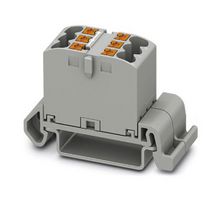 PHOENIX CONTACT 3273132 Panel Mount Barrier Terminal Block, Grey, 24 A, 690 V, 6 Pole, Push In, 12 AWG