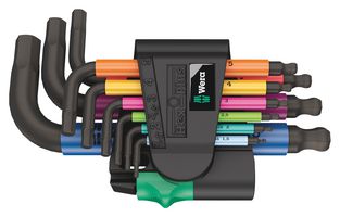 WERA 05133164001 Hex Key Set, 9Pcs of 950/9 Hex-Plus Multicolour 2 L-Keys, Clip