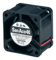 SANYO DENKI 109P0412B301 DC Axial Fan, 12 V, Square, 40 mm, 28 mm, Ball Bearing, 13.4 CFM