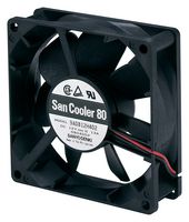 SANYO DENKI 9A0812H401 DC Axial Fan, 12 V, Square, 80 mm, 25 mm, Ball Bearing, 36.37 CFM