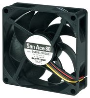 SANYO DENKI 9GA0812P6G001 DC Axial Fan, 12 V, Square, 80 mm, 20 mm, Ball Bearing, 60.78 CFM