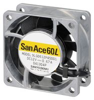 SANYO DENKI 9LG0612P4J001 DC Axial Fan, 12 V, Square, 60 mm, 25 mm, Ball Bearing, 38.8 CFM