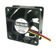 SANYO DENKI 9S0612S401 DC Axial Fan, 12 V, Square, 60 mm, 25 mm, Ball Bearing, 26.1 CFM
