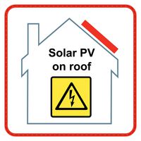 MULTICOMP PRO MP001630 Label, Self Adhesive, 100 mm, 100 mm, Vinyl, Solar PV on roof